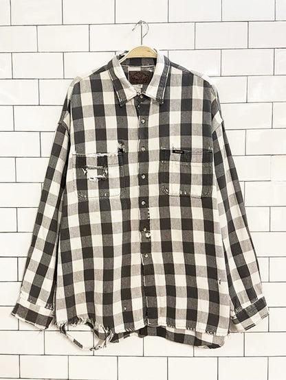 vintage mustang super distressed flannel shirt - good market thrift store