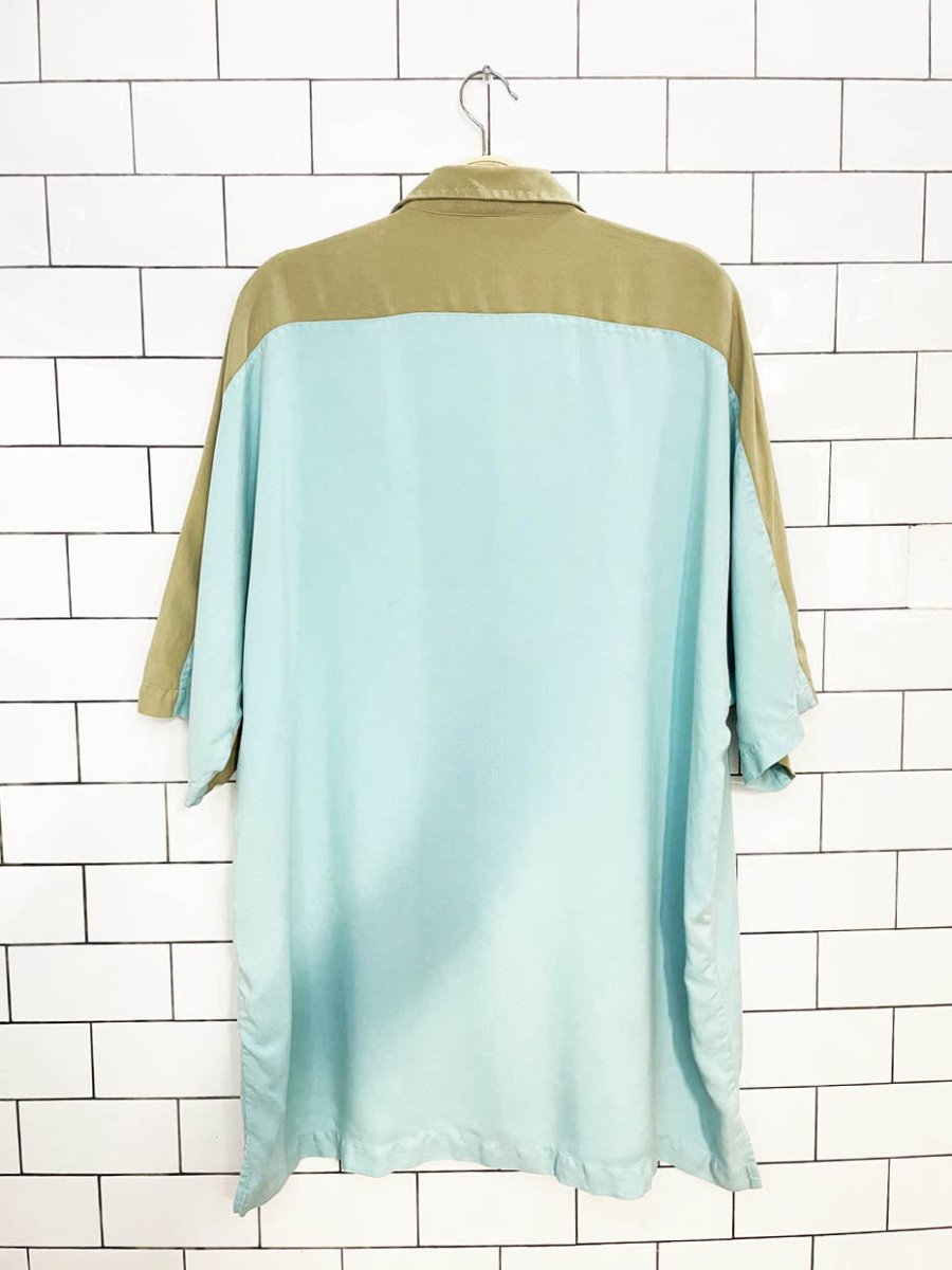 vintage nat naste 100% silk colour block full button shirt - good market thrift store