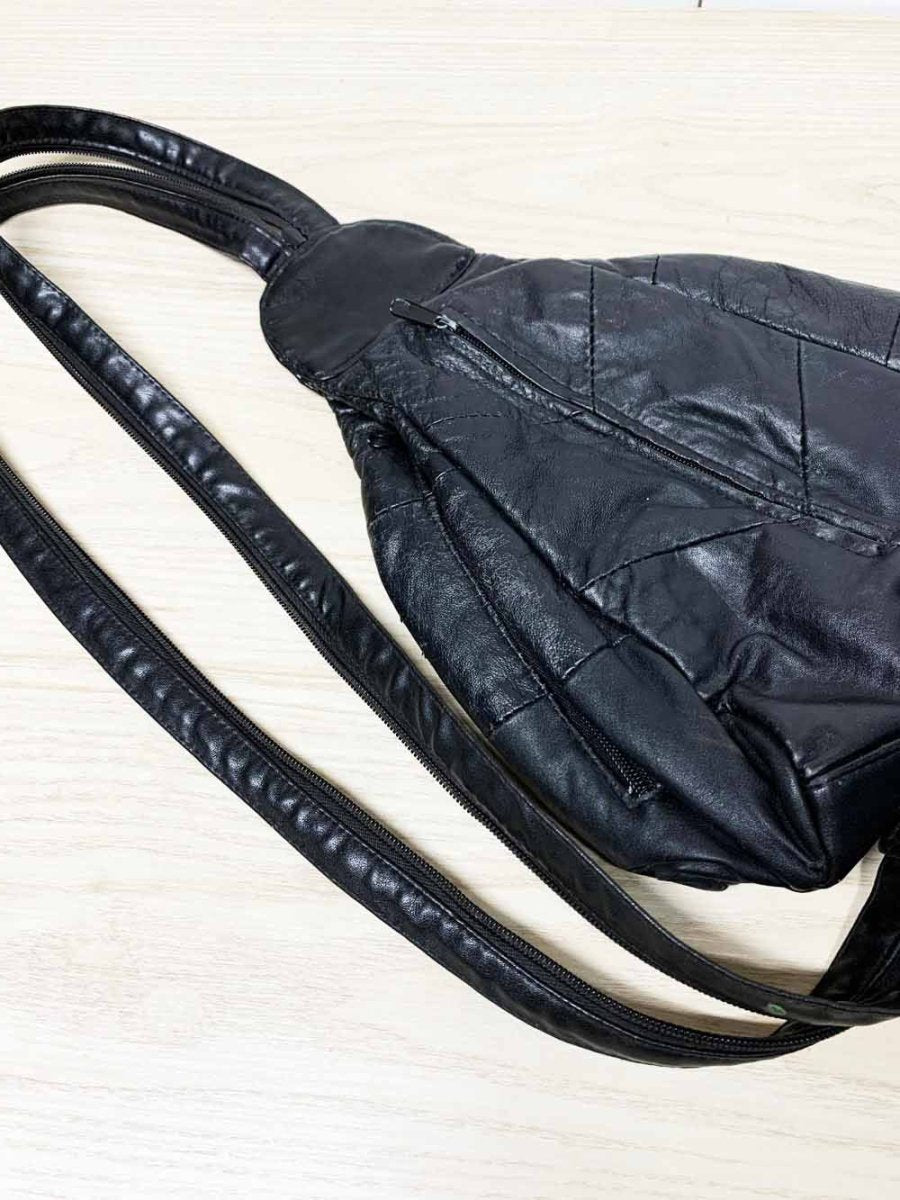 vintage navarre leather co. mini puffer backpack shoulder bag - good market thrift store