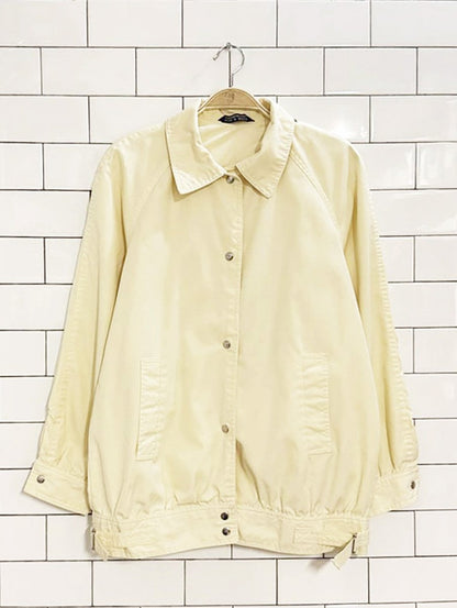 vintage niccolini butter yellow snap button bomber jacket - good market thrift store