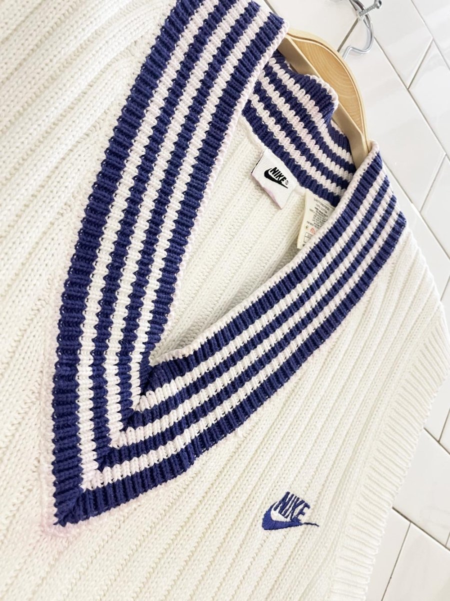 vintage nike striped collar knit sweater vest - good market thrift store