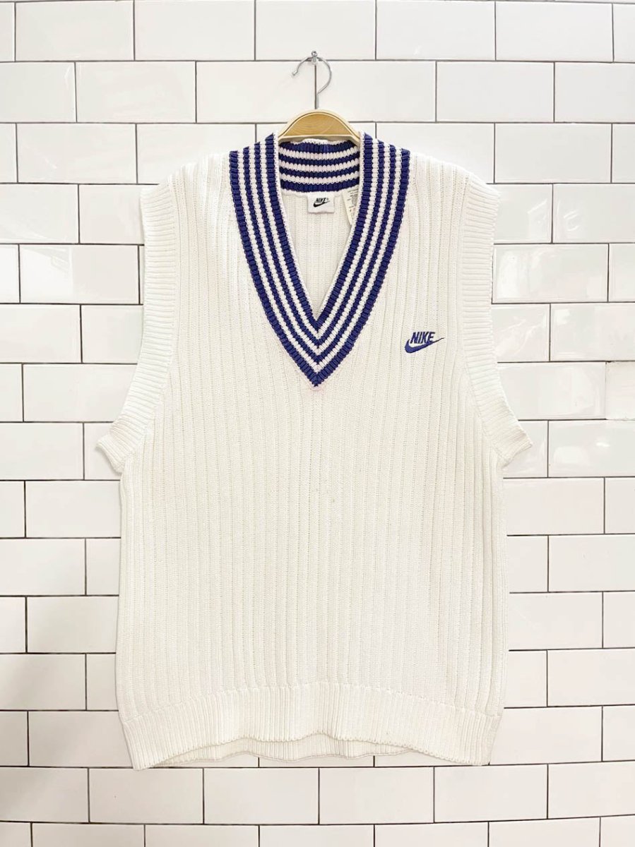 vintage nike striped collar knit sweater vest - good market thrift store