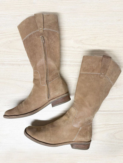 vintage nine west square toe tall suede leather boots - good market thrift store