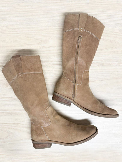 vintage nine west square toe tall suede leather boots - good market thrift store