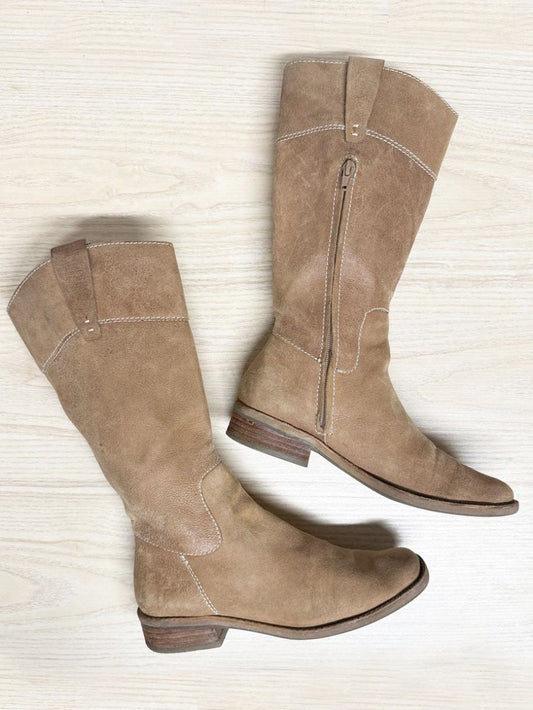 vintage nine west square toe tall suede leather boots - good market thrift store