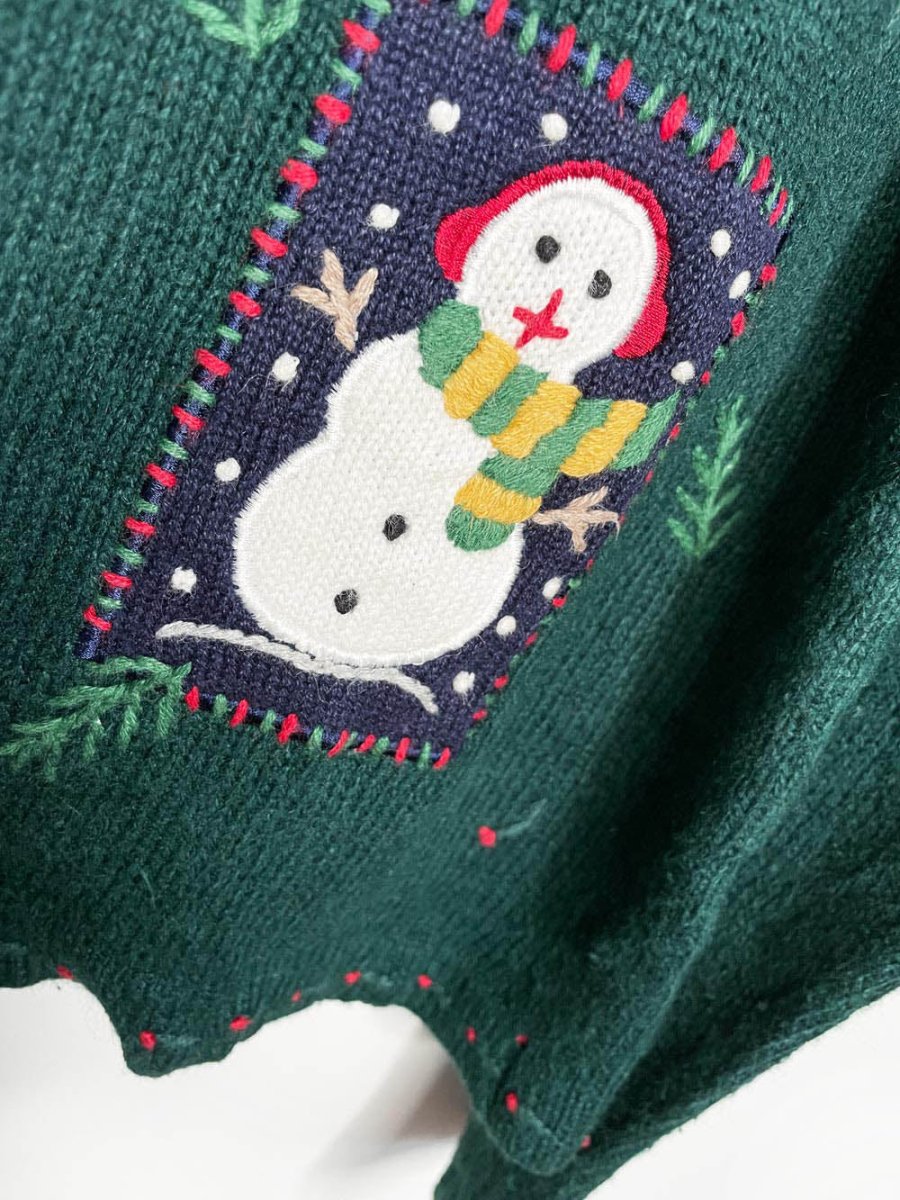 vintage northcrest wool - blend holiday lodge patchwork knit cardigan - good market thrift store