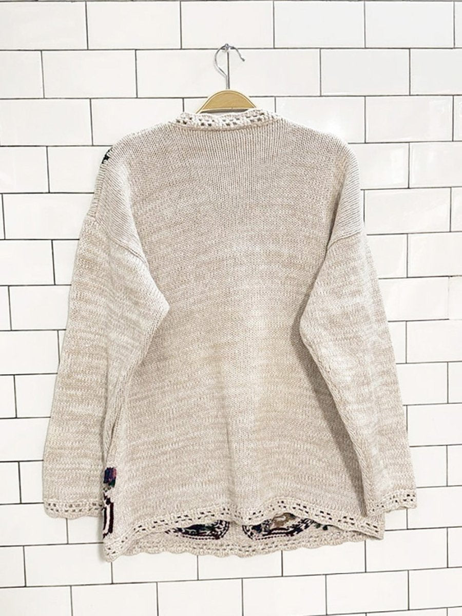 vintage northern traditions crochet edge floral knit sweater - good market thrift store