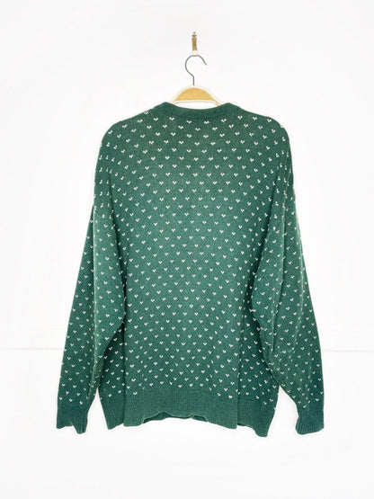 vintage NR winter cottage scene layered knit cardigan | northern reflections - good market thrift store