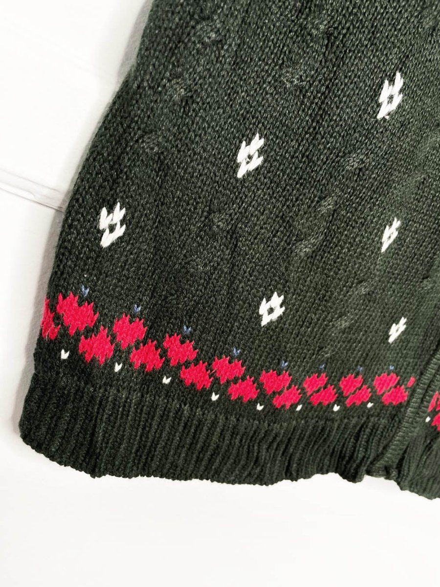 vintage nutcracker cable knit full zip holiday vest - good market thrift store