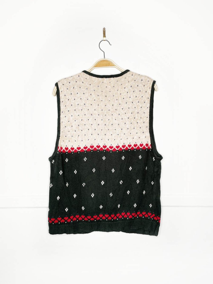 vintage nutcracker cable knit full zip holiday vest - good market thrift store