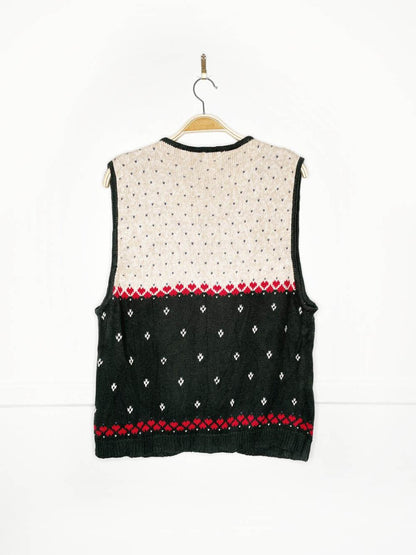 vintage nutcracker cable knit full zip holiday vest - good market thrift store