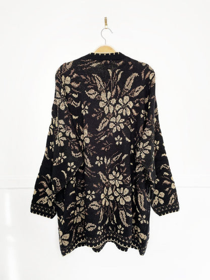 vintage nutcracker gold metallic holly knit sweater - good market thrift store