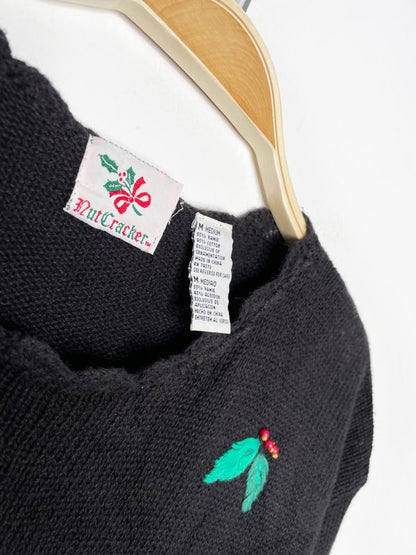 vintage nutcracker oh christmas tree embroidered knit sweater - good market thrift store