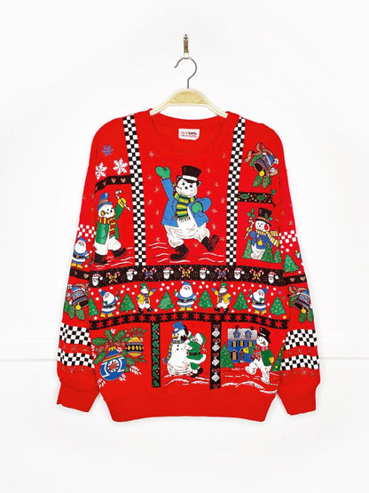 vintage nutcracker puff glitter snowmen all over sweatshirt | made in USA - good market thrift store