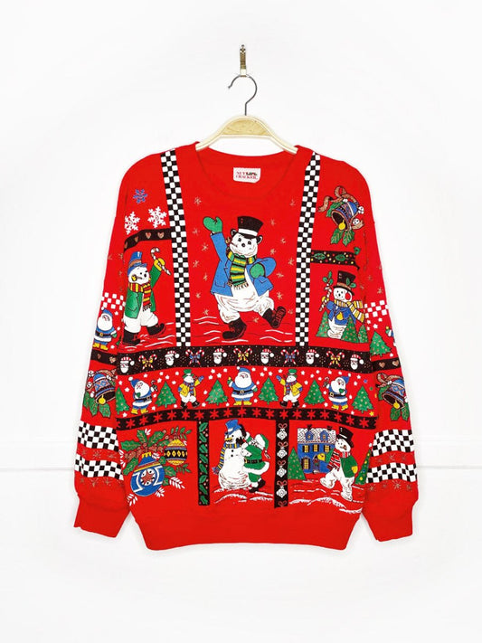 vintage nutcracker puff glitter snowmen all over sweatshirt | made in USA - good market thrift store