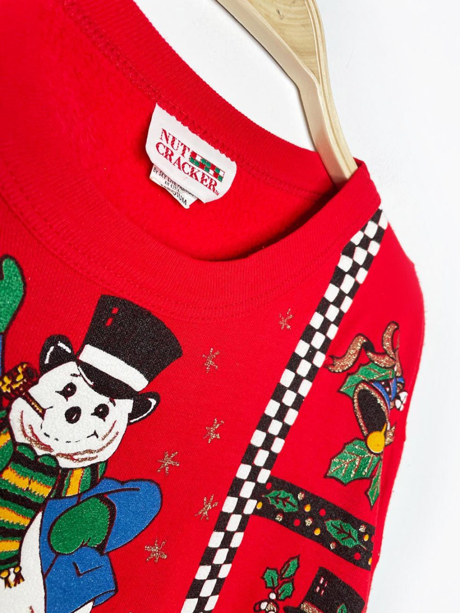 vintage nutcracker puff glitter snowmen all over sweatshirt | made in USA - good market thrift store