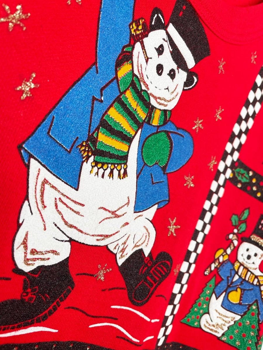 vintage nutcracker puff glitter snowmen all over sweatshirt | made in USA - good market thrift store