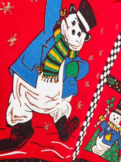 vintage nutcracker puff glitter snowmen all over sweatshirt | made in USA - good market thrift store