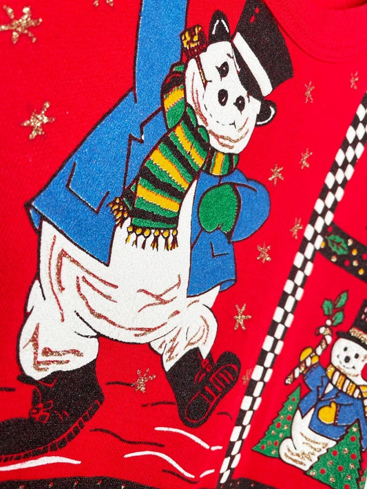 vintage nutcracker puff glitter snowmen all over sweatshirt | made in USA - good market thrift store