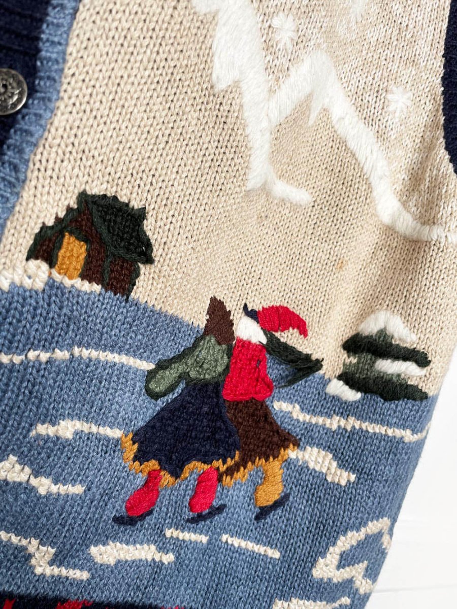 vintage nutcracker skaters + cabin knit vest | angora - wool trim - good market thrift store