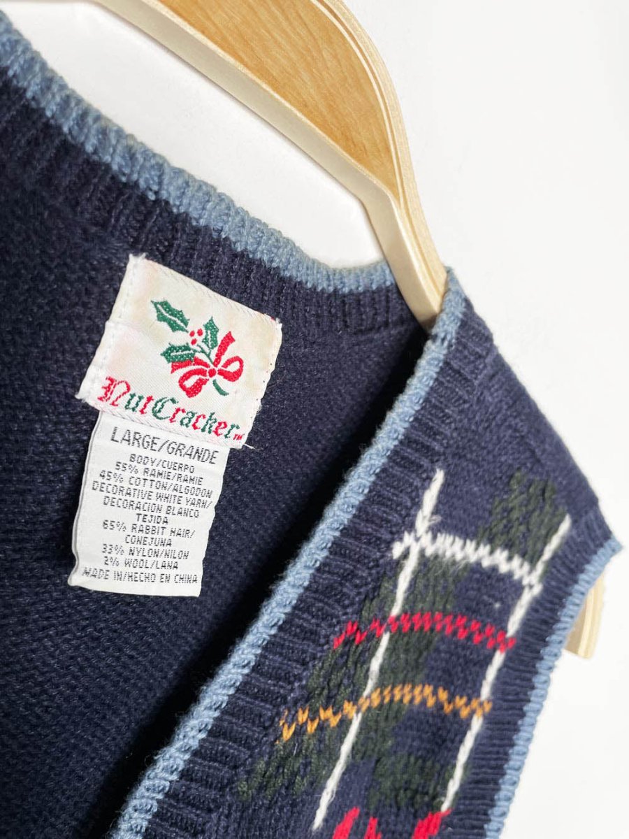 vintage nutcracker skaters + cabin knit vest | angora - wool trim - good market thrift store