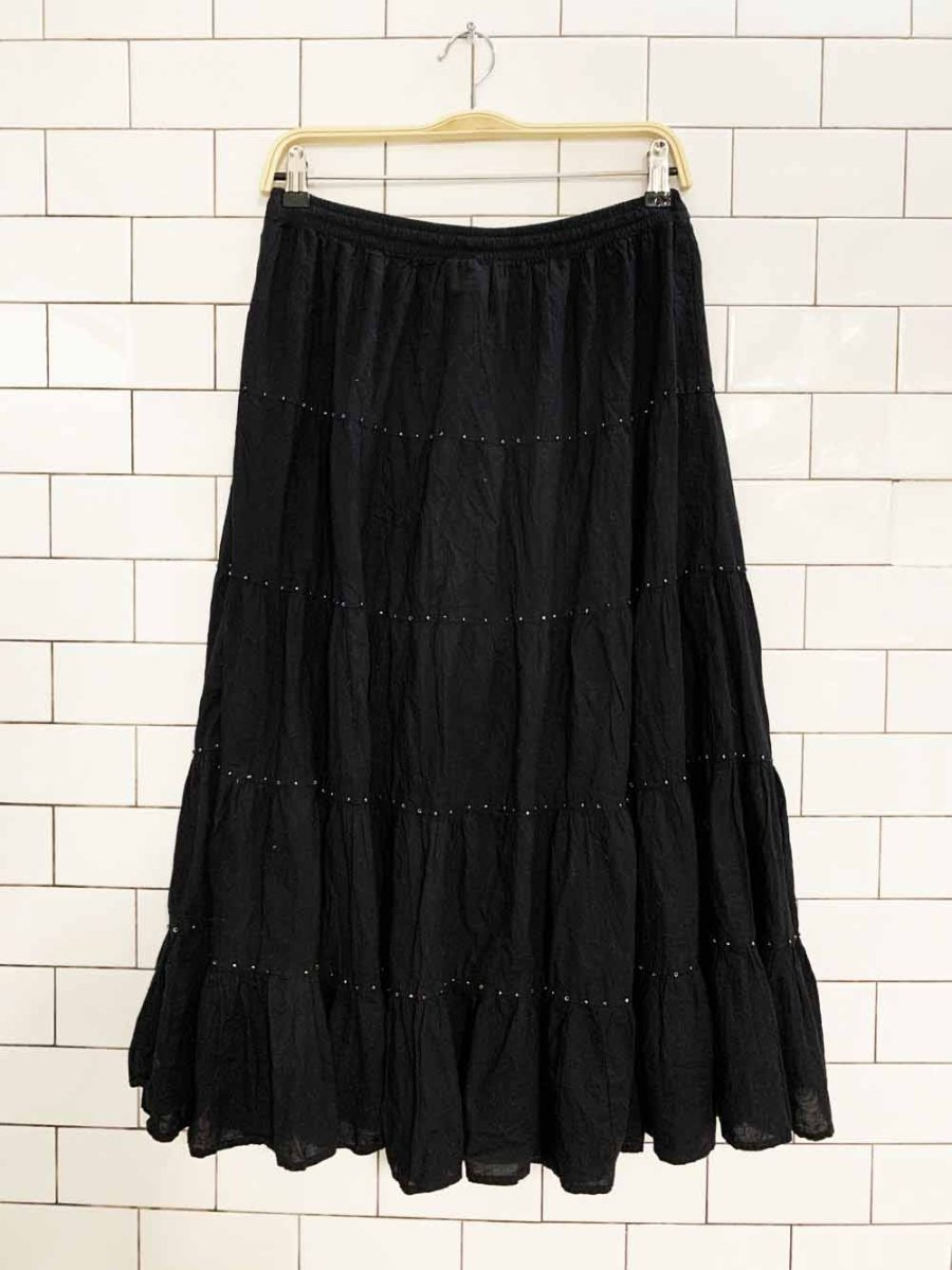 vintage ny collection tiered beaded cotton midi skirt - good market thrift store