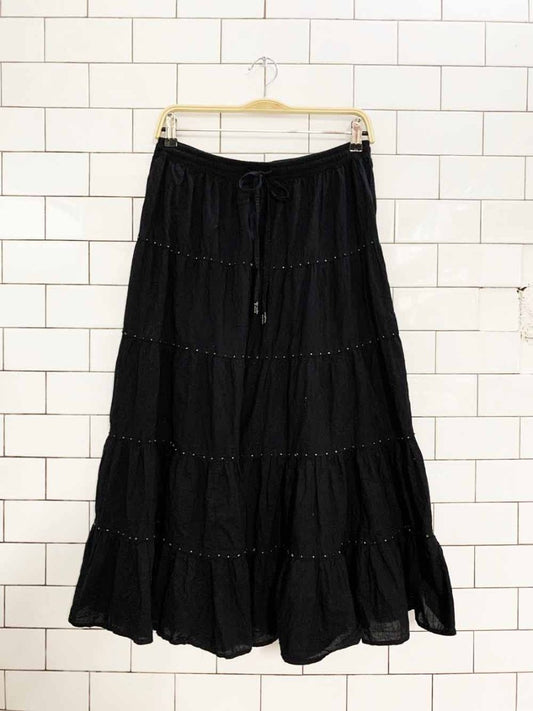 vintage ny collection tiered beaded cotton midi skirt - good market thrift store