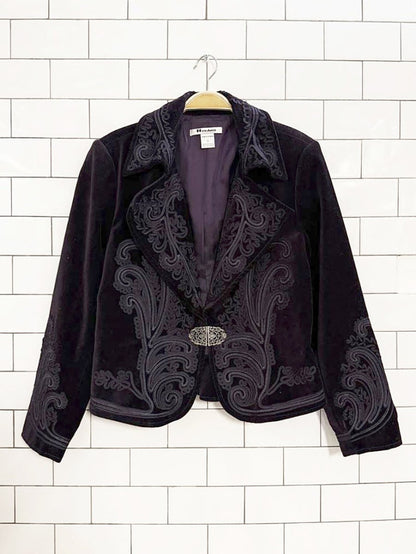 vintage nygard boho baroque velvet embroidered blazer - good market thrift store