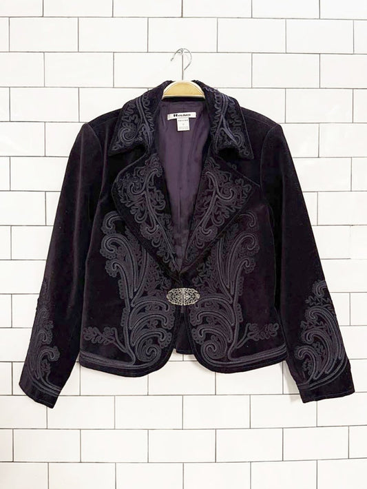 vintage nygard boho baroque velvet embroidered blazer - good market thrift store