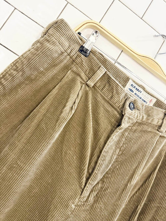 vintage old navy chunky cord pleated cuffed trousers - good market thrift store