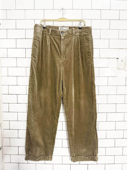 vintage old navy chunky cord pleated cuffed trousers - good market thrift store