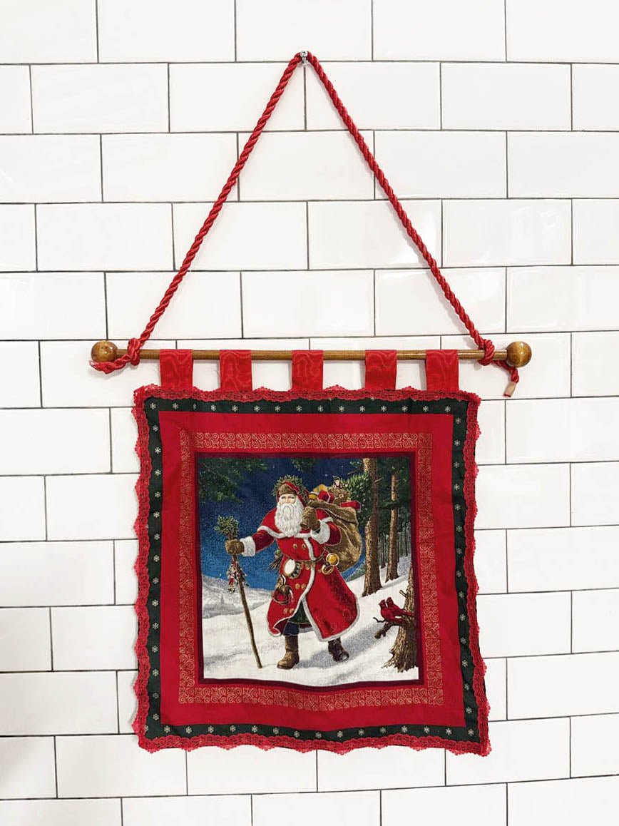 vintage old saint nick holiday wall hanging - good market thrift store