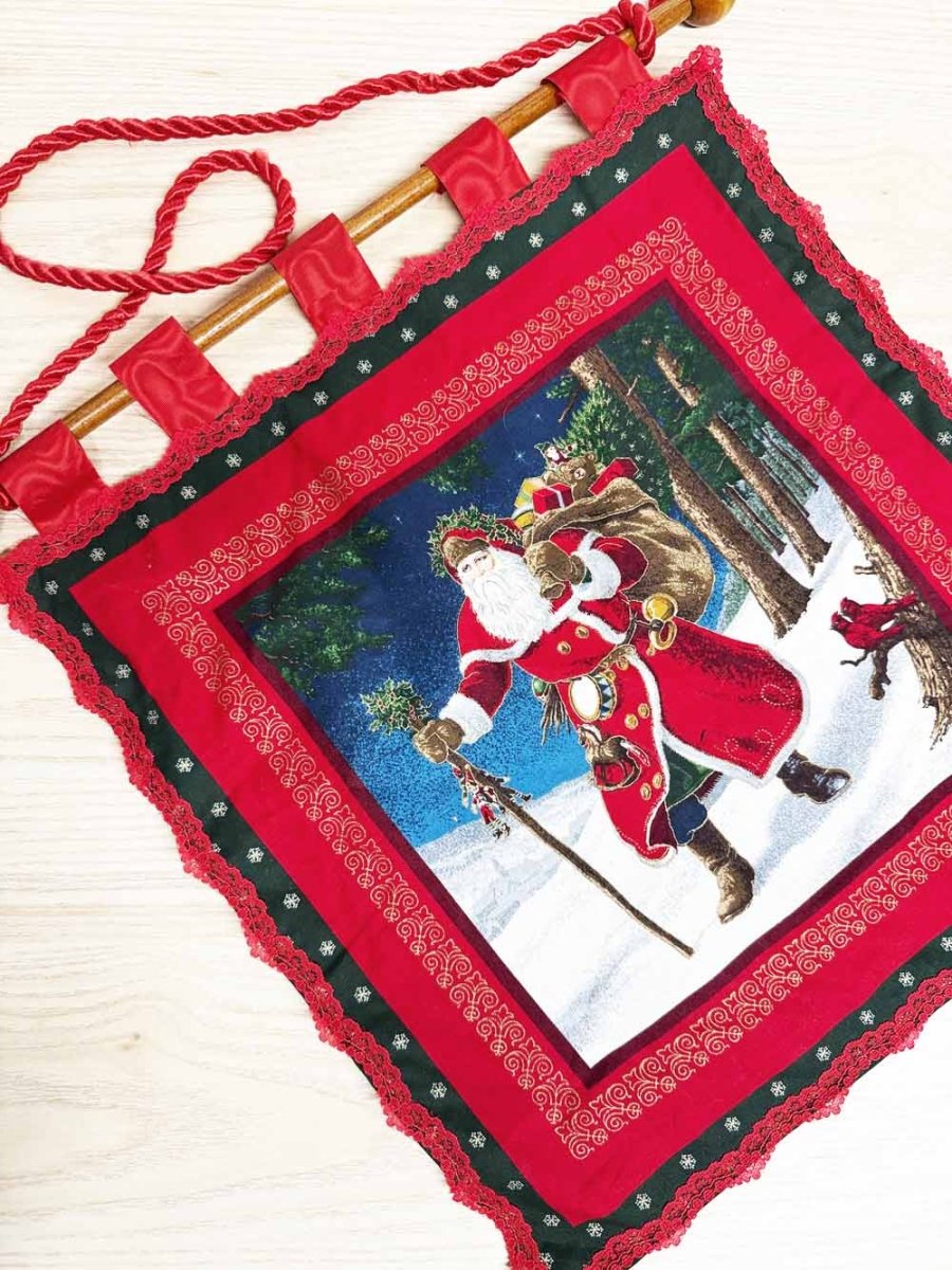 vintage old saint nick holiday wall hanging - good market thrift store