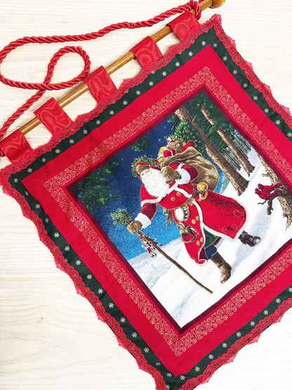 vintage old saint nick holiday wall hanging - good market thrift store