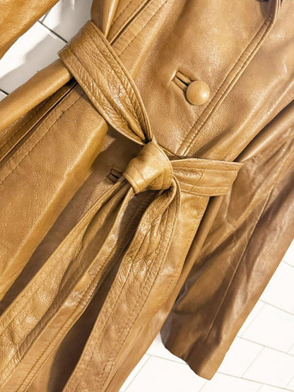 vintage olympic leather belted jacket | removable lining - good market thrift store