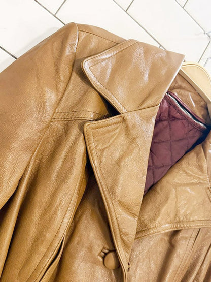 vintage olympic leather belted jacket | removable lining - good market thrift store