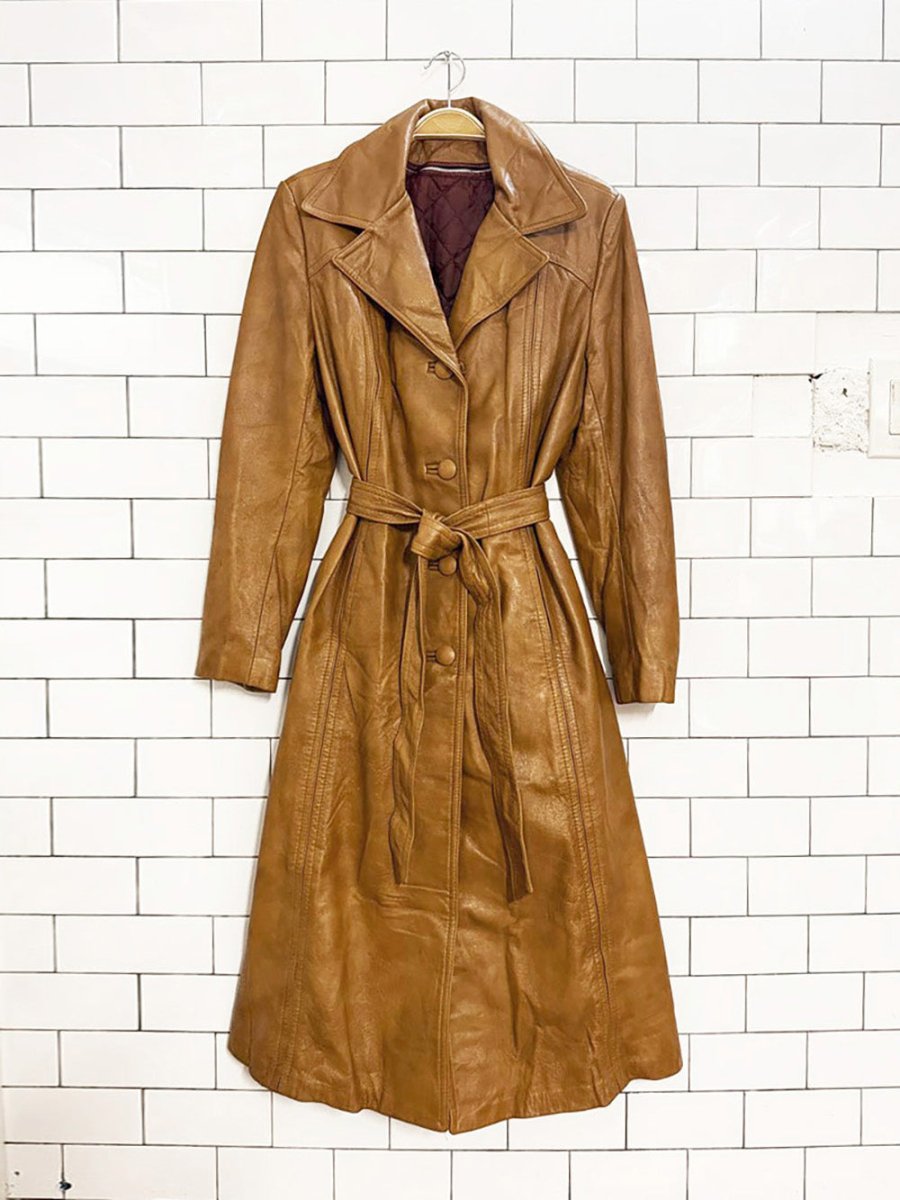 vintage olympic leather belted jacket | removable lining - good market thrift store