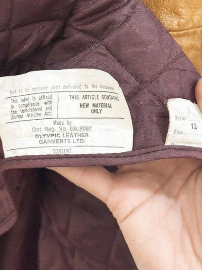 vintage olympic leather belted jacket | removable lining - good market thrift store