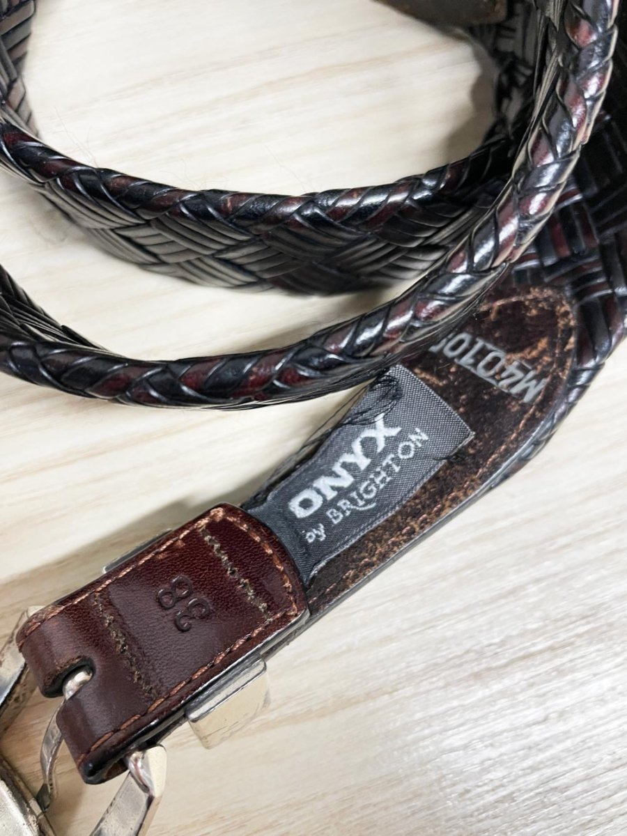 vintage onyx by brighton braided leather belt - good market thrift store