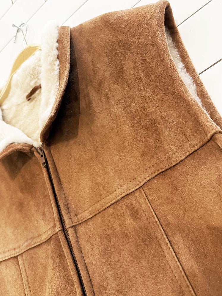vintage orvis lamb shearling full zip vest | made in USA | arrow leather - good market thrift store