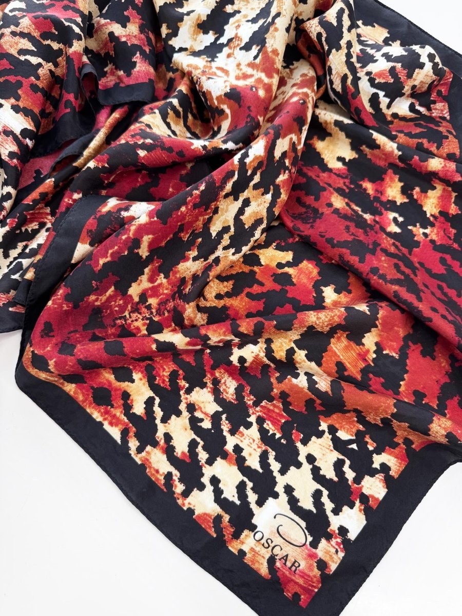 vintage oscar de la renta 100% silk houndstooth xl square scarf - good market thrift store