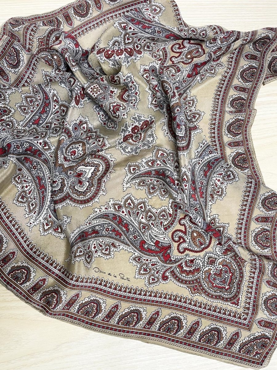 vintage oscar de la renta 100% silk square xl scarf - good market thrift store