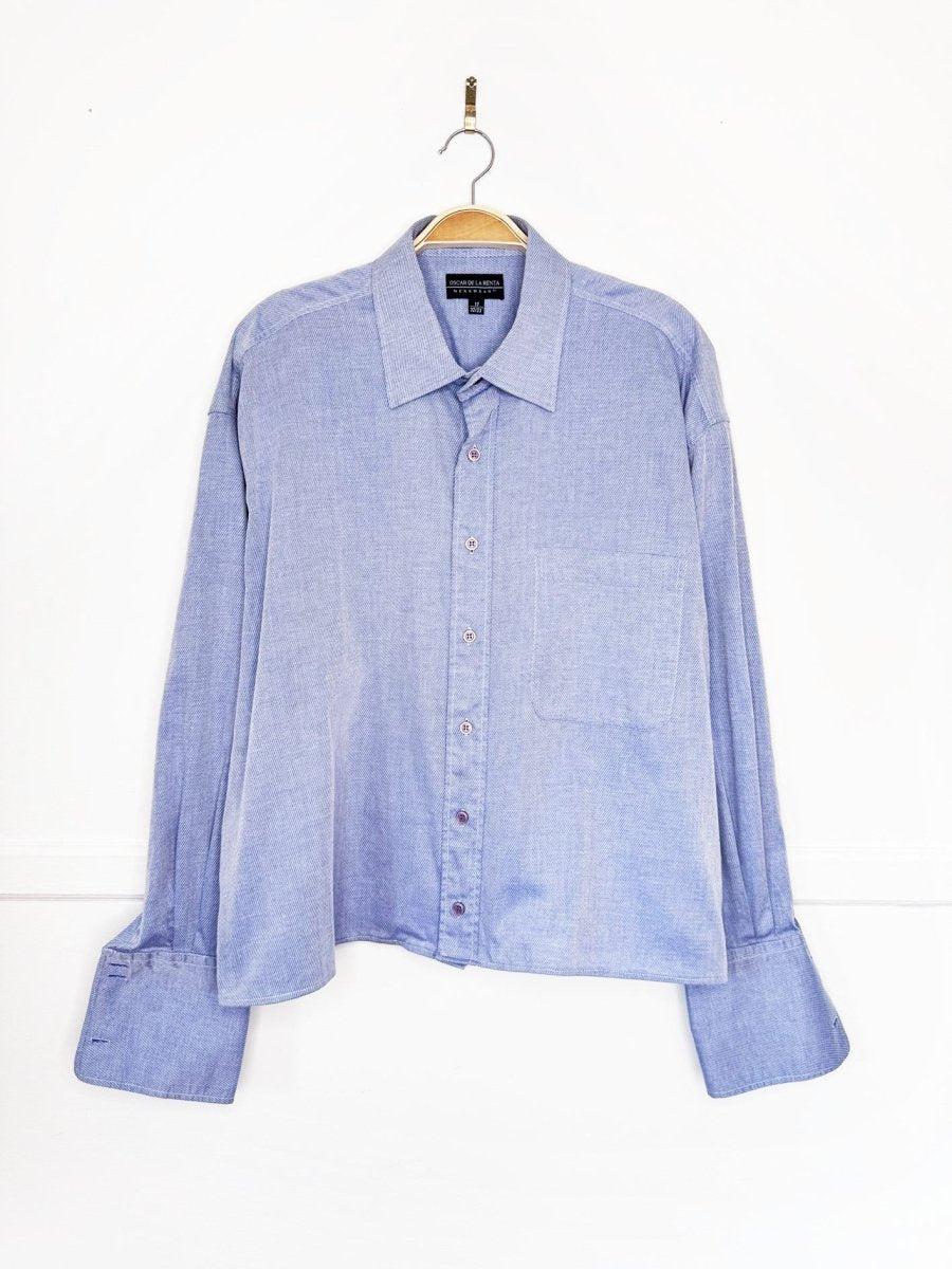 vintage oscar de la renta cropped french cuff full button shirt - good market thrift store