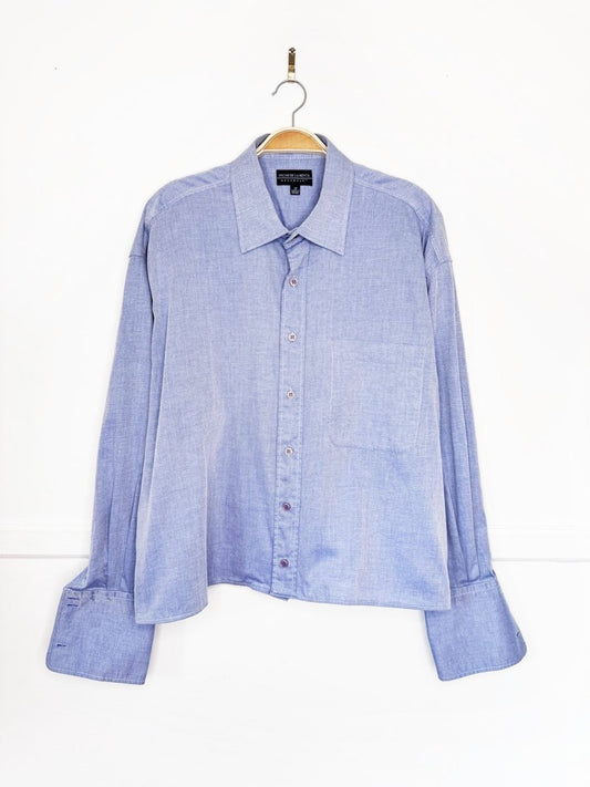 vintage oscar de la renta cropped french cuff full button shirt - good market thrift store