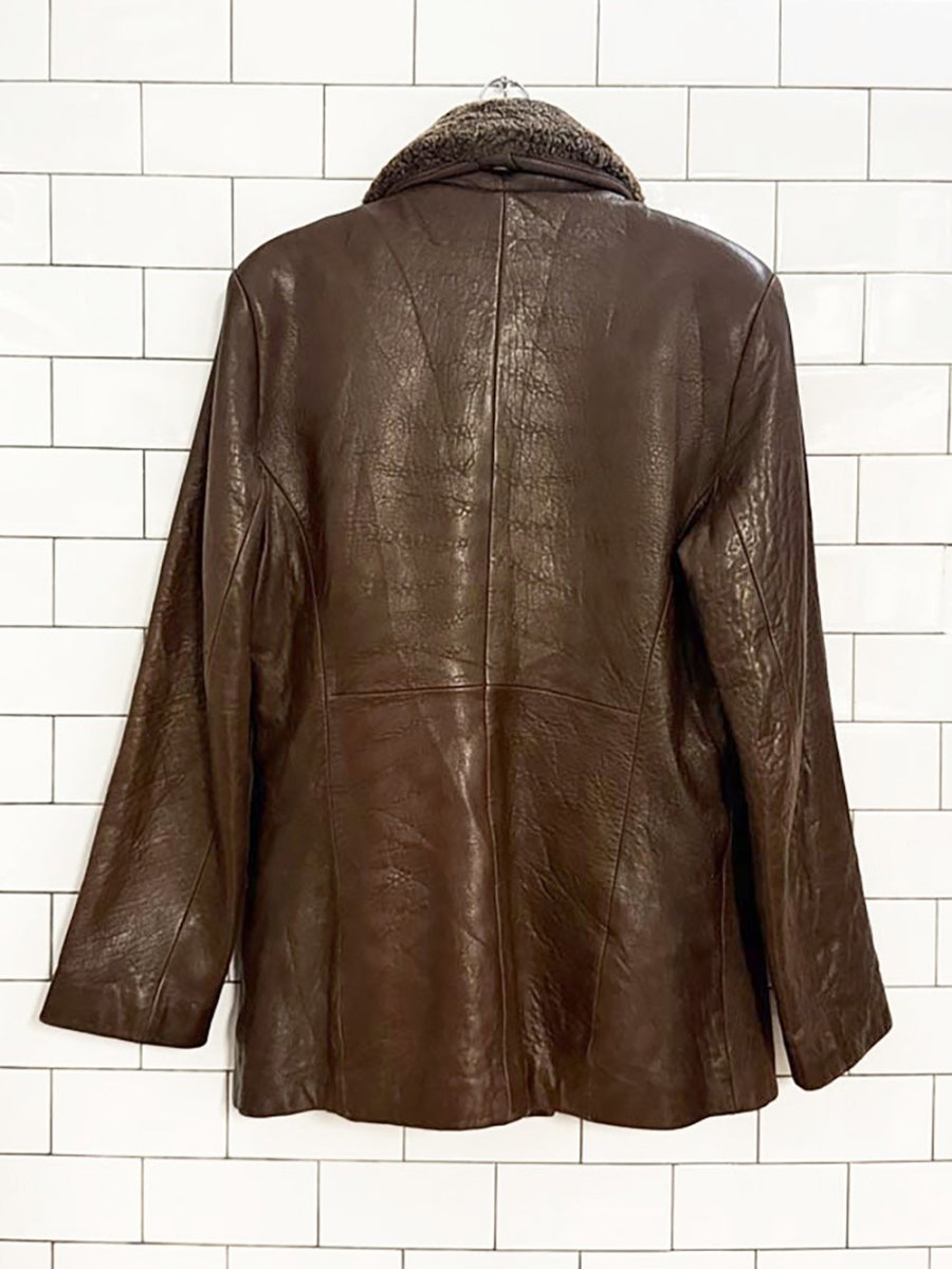 vintage overland shearling collar butter lambskin leather jacket - good market thrift store