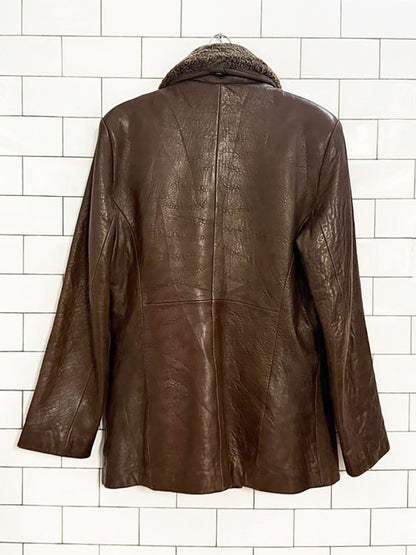 vintage overland shearling collar butter lambskin leather jacket - good market thrift store