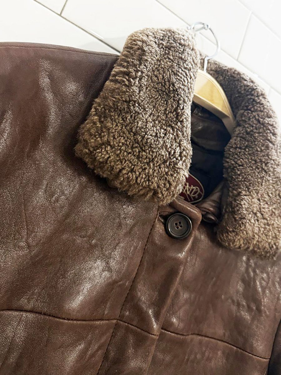 vintage overland shearling collar butter lambskin leather jacket - good market thrift store