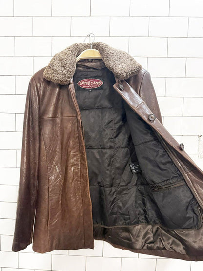 vintage overland shearling collar butter lambskin leather jacket - good market thrift store