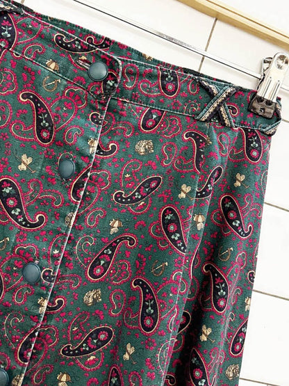 vintage paisley full button a - line midi skirt - good market thrift store