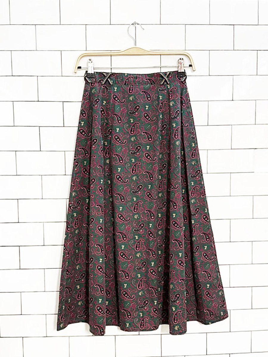 vintage paisley full button a - line midi skirt - good market thrift store